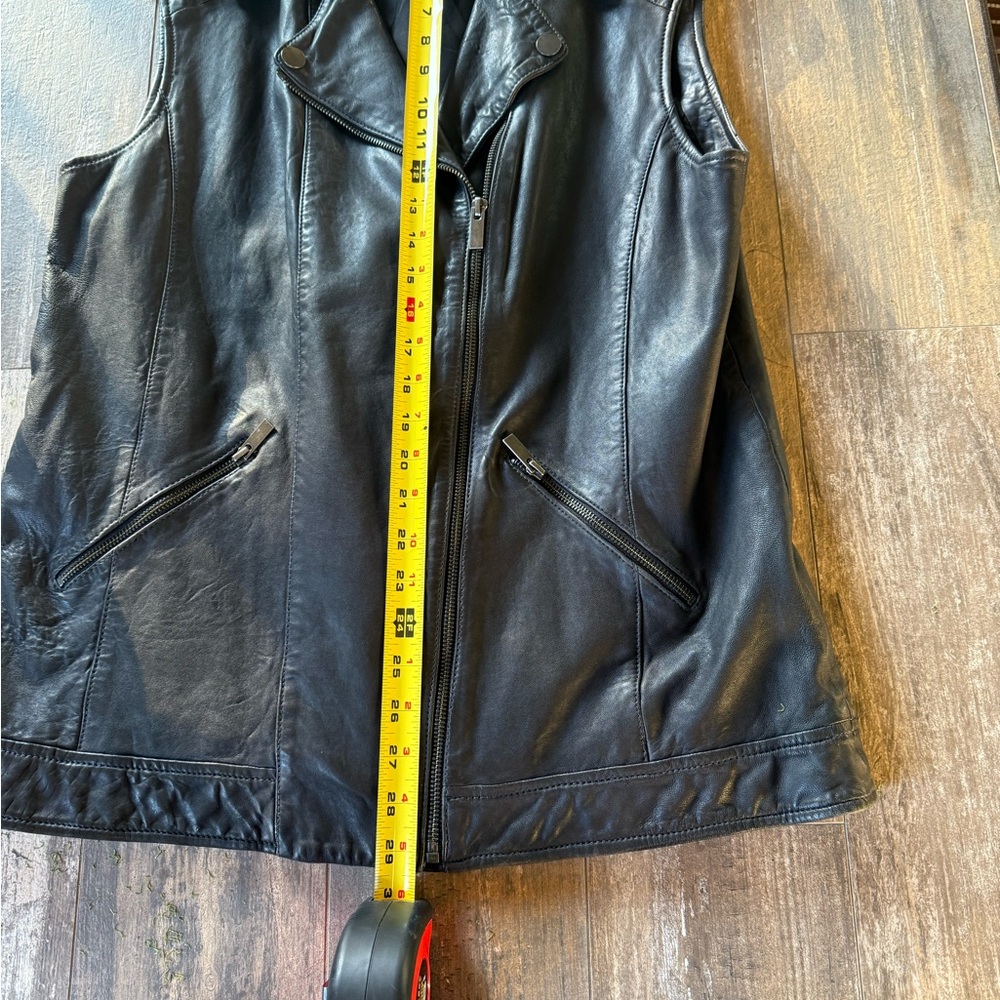 Nordstrom Halogen Black Leather Moto Biker Vest Size L - Picture 13 of 13